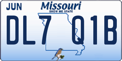 MO license plate DL7Q1B