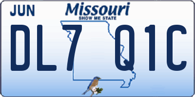 MO license plate DL7Q1C