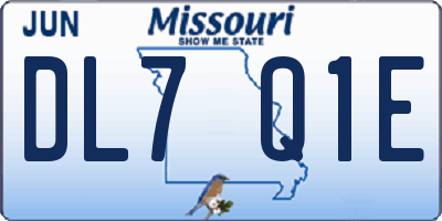 MO license plate DL7Q1E