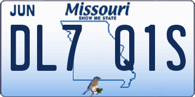 MO license plate DL7Q1S
