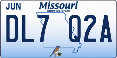 MO license plate DL7Q2A