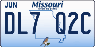MO license plate DL7Q2C