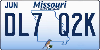 MO license plate DL7Q2K