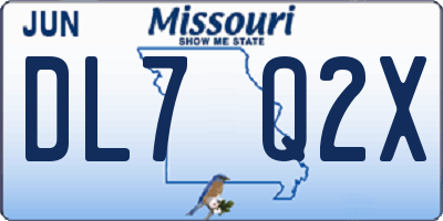 MO license plate DL7Q2X