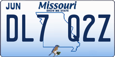 MO license plate DL7Q2Z