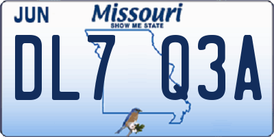 MO license plate DL7Q3A