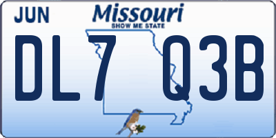 MO license plate DL7Q3B