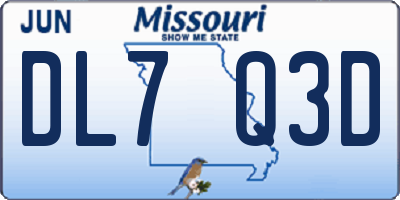 MO license plate DL7Q3D