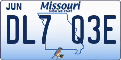 MO license plate DL7Q3E