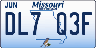 MO license plate DL7Q3F