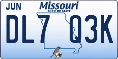 MO license plate DL7Q3K