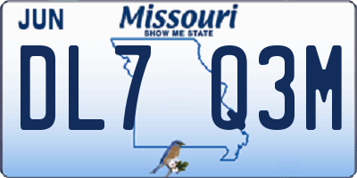 MO license plate DL7Q3M
