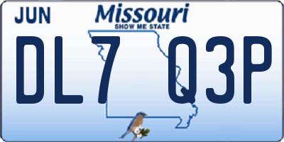 MO license plate DL7Q3P