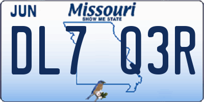 MO license plate DL7Q3R
