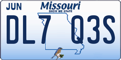 MO license plate DL7Q3S