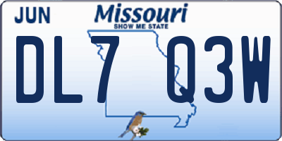 MO license plate DL7Q3W