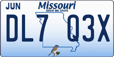 MO license plate DL7Q3X