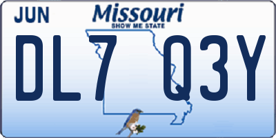 MO license plate DL7Q3Y