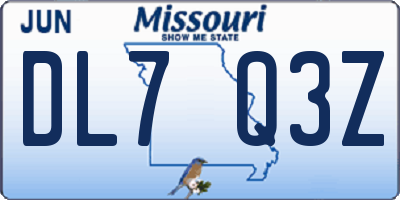MO license plate DL7Q3Z