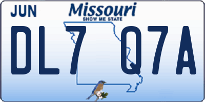 MO license plate DL7Q7A