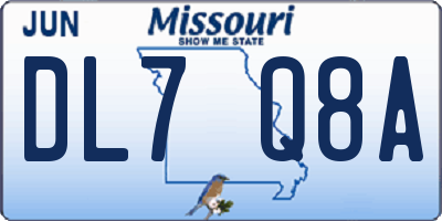 MO license plate DL7Q8A