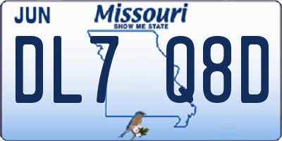 MO license plate DL7Q8D