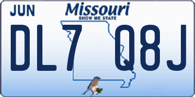 MO license plate DL7Q8J