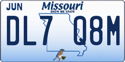 MO license plate DL7Q8M