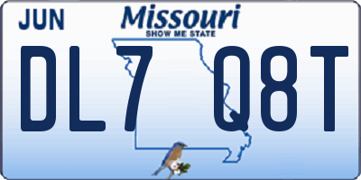 MO license plate DL7Q8T