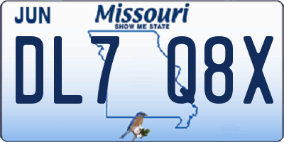 MO license plate DL7Q8X