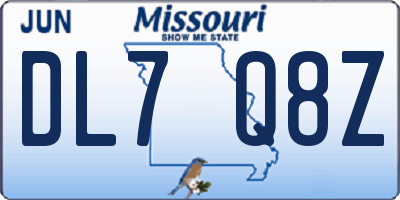 MO license plate DL7Q8Z