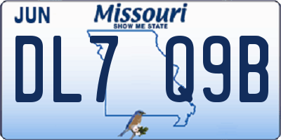 MO license plate DL7Q9B