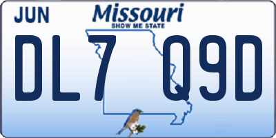 MO license plate DL7Q9D