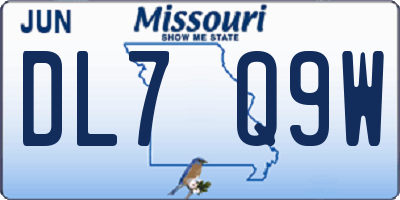 MO license plate DL7Q9W