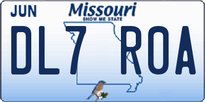 MO license plate DL7R0A