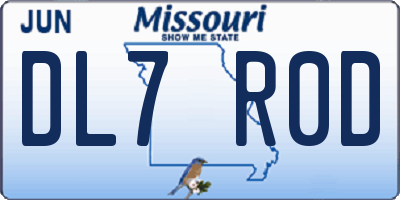 MO license plate DL7R0D