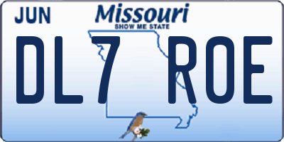 MO license plate DL7R0E