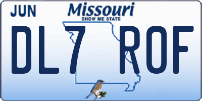 MO license plate DL7R0F