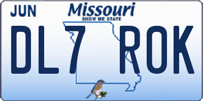 MO license plate DL7R0K