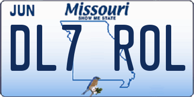 MO license plate DL7R0L