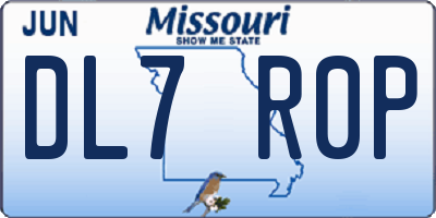 MO license plate DL7R0P