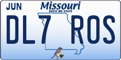 MO license plate DL7R0S