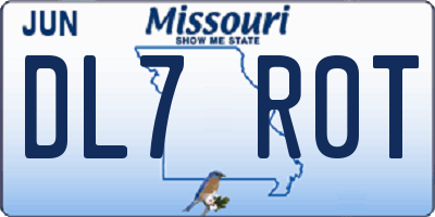 MO license plate DL7R0T