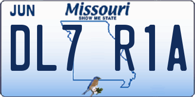 MO license plate DL7R1A