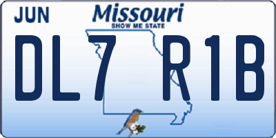 MO license plate DL7R1B