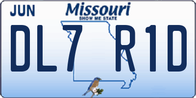 MO license plate DL7R1D