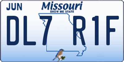 MO license plate DL7R1F