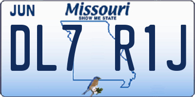 MO license plate DL7R1J