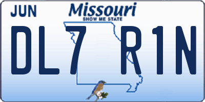 MO license plate DL7R1N