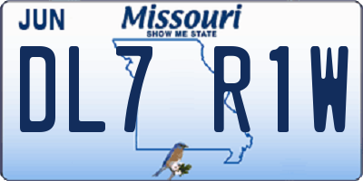 MO license plate DL7R1W